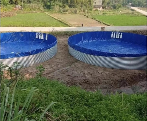 অ্যাকোয়ারিয়াম গ্যালভানাইজড শীট সহ পলিথিনের মাছের পুকুর 10M D 1.20M H