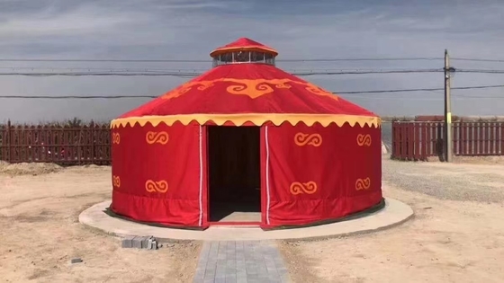 সহজ এবং দ্রুত ইনস্টলেশন 6M ব্যাসার্ধের মঙ্গোলিয়ান ইয়ার্টস উইন্ডো উইন্ডো আলোর সাথে বাঁশের সজ্জা