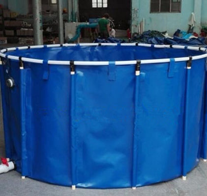 2M*1M 5000L টারপুলিন ফিশ ট্যাঙ্ক / ভাঁজযোগ্য গোলাকার ফিশ পুকুর জলজ চাষের জন্য ডাই ফিশ পুকুর