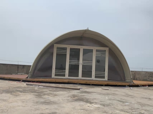 আউটডোর বিলাসবহুল হোটেল গ্ল্যাম্পিং রিসোর্ট তাঁবু ইউভি প্রতিরোধী 5mx7m শেল তাঁবু