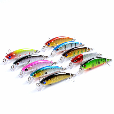 10 রঙ 6.70CM/5g 8# হুকস পিক, ক্রুসিয়ান, কাল্টার অ্যালবার্নাস প্লাস্টিকের মাছ ধরার টোপ প্লাস্টিকের মিনো প্রলোভন