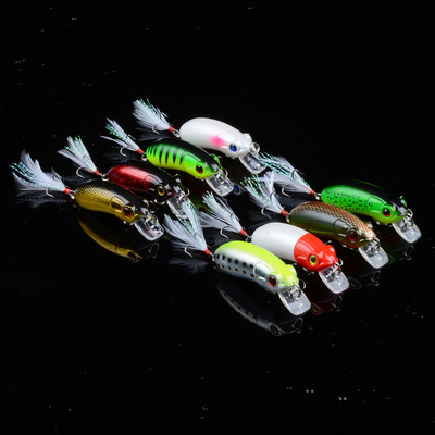 8 রঙ 6.0CM/9.80g 8# হুক কালো পালক হুক প্লাস্টিকের হার্ড বেট জাল বেট দানব মাছধরা মিনো লিক