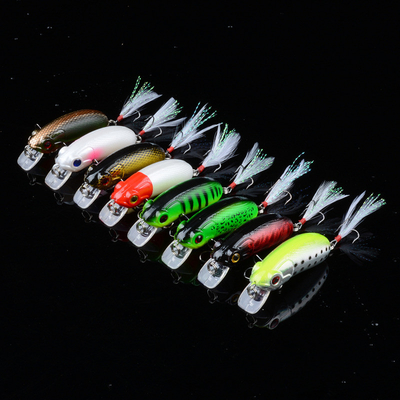 8 রঙ 6.0CM/9.80g 8# হুক কালো পালক হুক প্লাস্টিকের হার্ড বেট জাল বেট দানব মাছধরা মিনো লিক