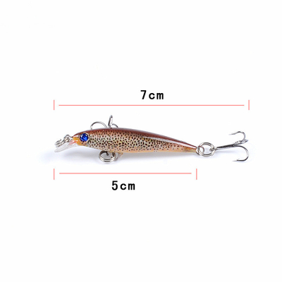6 রঙ 5CM/2.2G 10# হুক মুল্ট,পার্চ,ক্যাটফিশ প্লাস্টিকের হার্ড বেট 0.1 মি-0.3 মি ভাসমান মিনো ফিশিং লেট