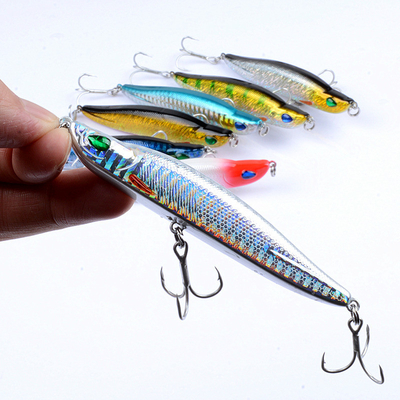 7 রঙ 9/.5CM/17G 6#*2হুকস সাগর নদী লং শট প্লাস্টিক হার্ড বেট ডুবে যাওয়া পেন্সিল মাছ ধরার প্রলোভন