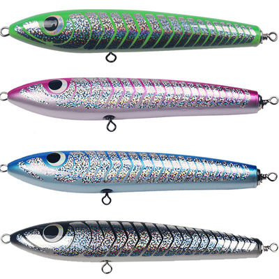 4 রঙ 20CM/90g 3D চোখ সলিড কাঠের বেট ট্রিপল হুক 0.1-0.3m ভাসমান কাঠের পেন্সিল মাছ ধরার প্রলোভন