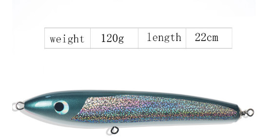 4 টি রঙ 22CM/120g Abalone শেল কাঠের বেট ট্রিপল হুক টুনা মাছের ফাঁদ পেন্সিল কাঠের মাছ ধরার ফাঁদ